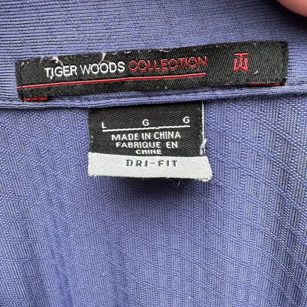 NIKE TIGER WOODS COLL Size Large Mens Blue Golf‎ Polo Shirt Performance Dri-Fit